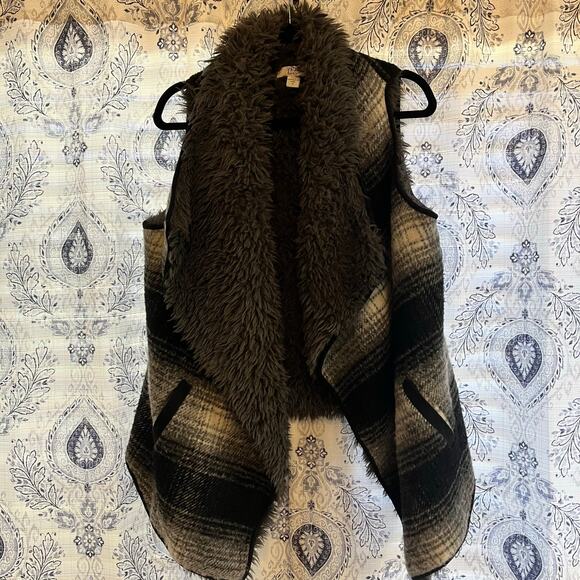 Vintage America Black And Gray Plaid Vest Size‎ Medium - Picture 1 of 8